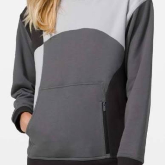 Lululemon All Yours Gray & Black Colourblock 100% Cotton Terry Hoodie w/Pockets - Picture 1 of 13
